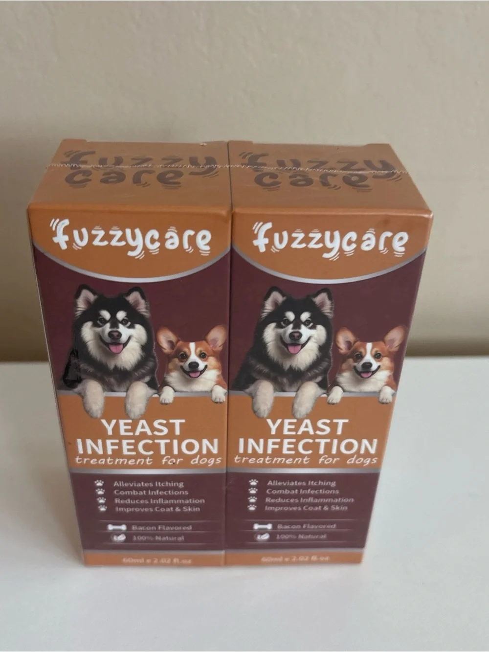 Fuzzycare Dog Yeast Infection Support Liquid 60mlX2 Bacon Flavored Natural Drops